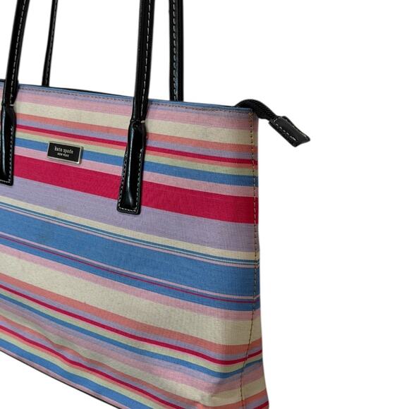 Vintage Kate Spade Raindbow Striped Structured Tote - Picture 6 of 11